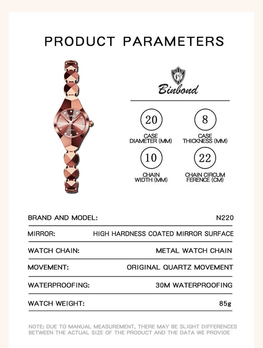 BINBOND 220 Women's Watch Waterproof High End Exquisite Bracelet Fashion Ins Style Light Luxury Quartz Watches for Woman ЧаŃŃ