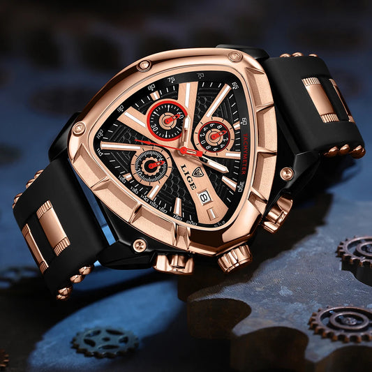 LIGE Waterproof Watches For Men Top Brand Luxury Silicone Quartz Watch Men Military Sports Date Chronograph Relogios Masculino