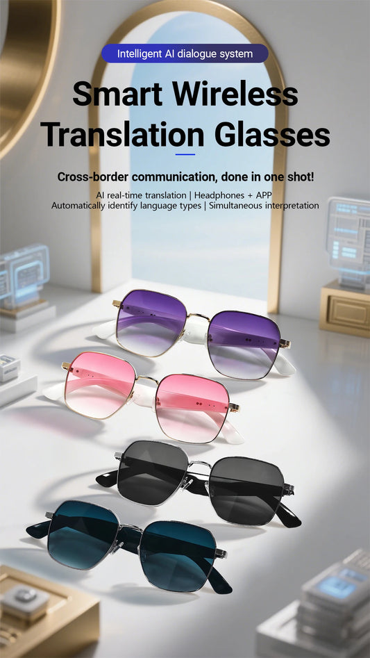 LIGE Outdoor Smart Glasses For Men Women AI Translation Bluetooth Glasses Music Voice Assistant Anti-UV Smart Camera Sunglasses