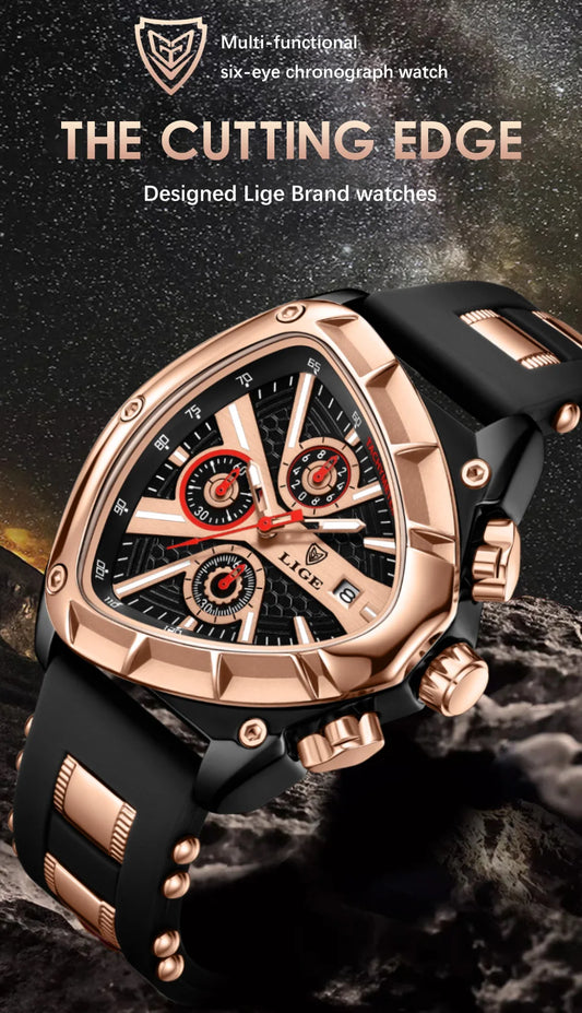 LIGE Waterproof Watches For Men Top Brand Luxury Silicone Quartz Watch Men Military Sports Date Chronograph Relogios Masculino