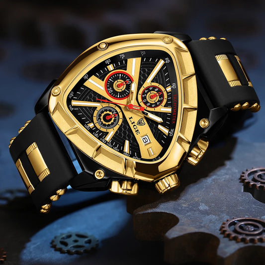 LIGE Waterproof Watches For Men Top Brand Luxury Silicone Quartz Watch Men Military Sports Date Chronograph Relogios Masculino