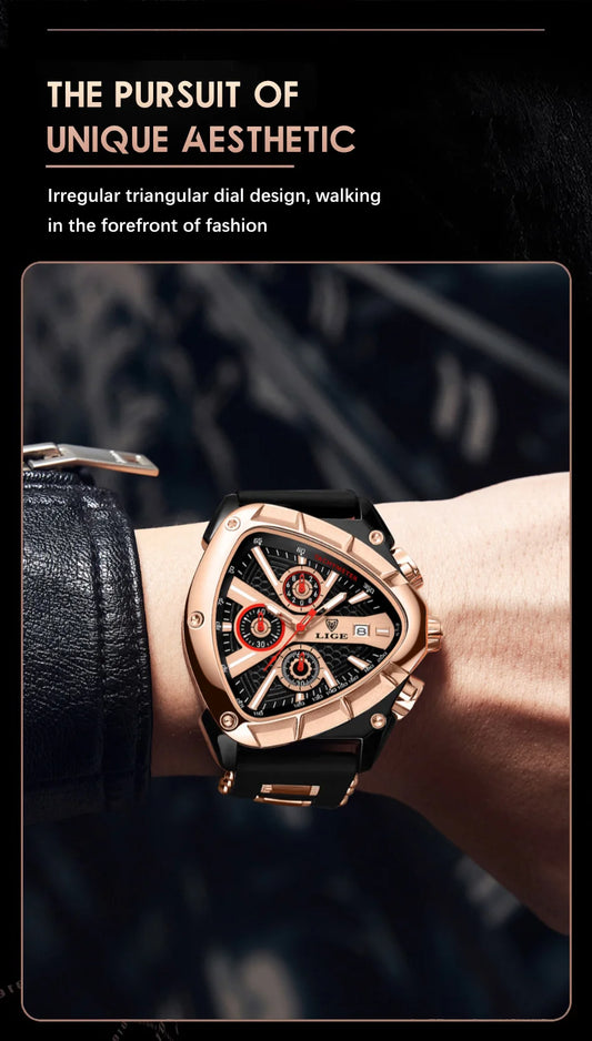 LIGE Waterproof Watches For Men Top Brand Luxury Silicone Quartz Watch Men Military Sports Date Chronograph Relogios Masculino