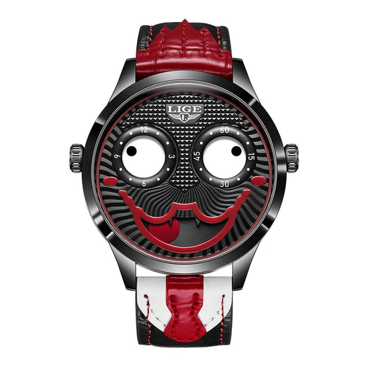 LIGE New Creative Watches For Men Fashion Clown Quartz Wristwatch Top Brand Luxury Cool Joker Waterproof Men Watch Reloj Hombre