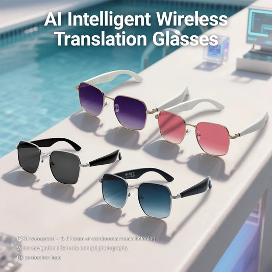 LIGE Smart Glasses Sunglasses with Bluetooth Speaker Wirless 5.4 Athletic Outdoor UV Protection AI translation Camera Glasses