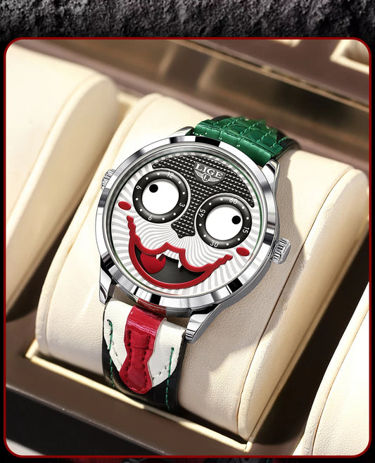 LIGE New Creative Watches For Men Fashion Clown Quartz Wristwatch Top Brand Luxury Cool Joker Waterproof Men Watch Reloj Hombre