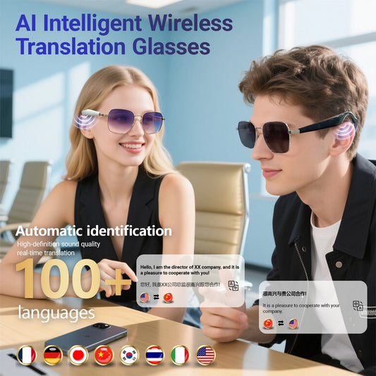 LIGE Outdoor Smart Glasses For Men Women AI Translation Bluetooth Glasses Music Voice Assistant Anti-UV Smart Camera Sunglasses