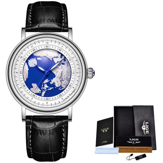 LIGE 2023 Top Luxury Brand Quartz Watch Men Leather Strap Military Watches 30ATM Waterproof Wristwatch Relogio Masculino 2023