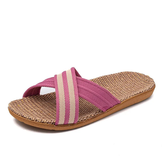 Home slippers for women anti slip flooring for summer indoor linen slippers for men home linen slippers cool slippers