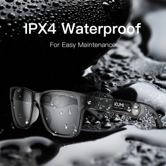 KUMI Meta V1 Smart Glasses Polarized Sunglasses Bluetooth glasses IPX4 Waterproof Open Ear Headphones AI Voice Assistant