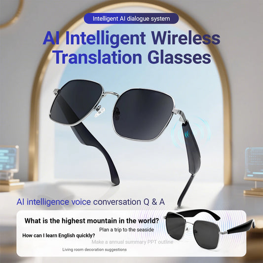 LIGE Smart Glasses Sunglasses with Bluetooth Speaker Wirless 5.4 Athletic Outdoor UV Protection AI translation Camera Glasses