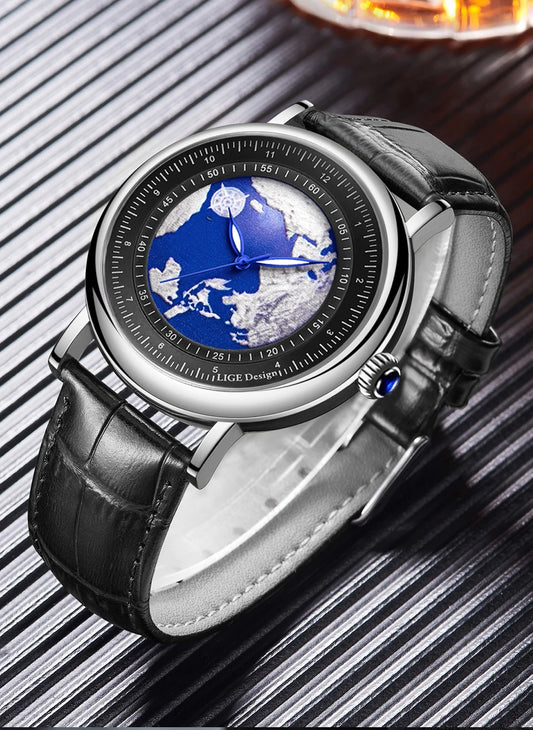 LIGE 2023 Top Luxury Brand Quartz Watch Men Leather Strap Military Watches 30ATM Waterproof Wristwatch Relogio Masculino 2023