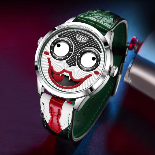 LIGE New Creative Watches For Men Fashion Clown Quartz Wristwatch Top Brand Luxury Cool Joker Waterproof Men Watch Reloj Hombre