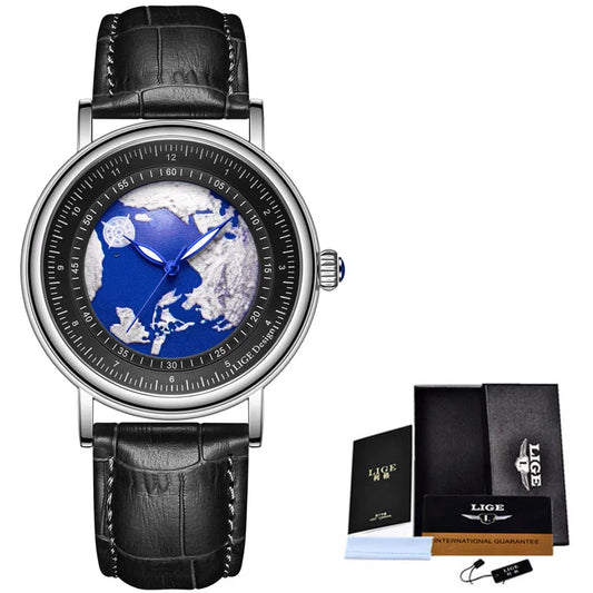 LIGE 2023 Top Luxury Brand Quartz Watch Men Leather Strap Military Watches 30ATM Waterproof Wristwatch Relogio Masculino 2023