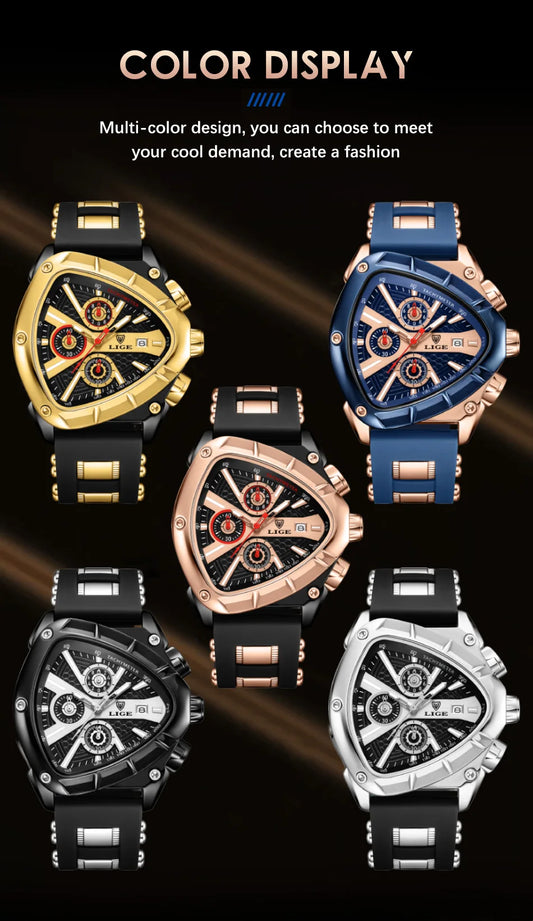 LIGE Waterproof Watches For Men Top Brand Luxury Silicone Quartz Watch Men Military Sports Date Chronograph Relogios Masculino