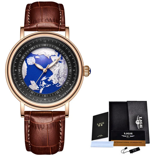 LIGE 2023 Top Luxury Brand Quartz Watch Men Leather Strap Military Watches 30ATM Waterproof Wristwatch Relogio Masculino 2023