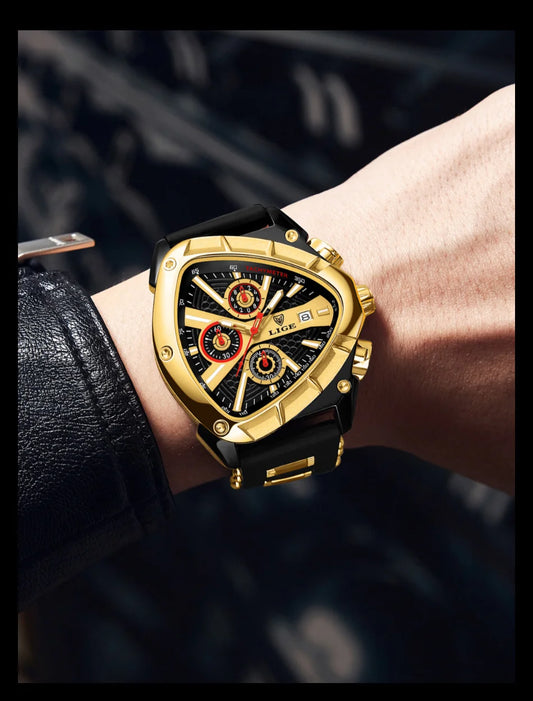 LIGE Waterproof Watches For Men Top Brand Luxury Silicone Quartz Watch Men Military Sports Date Chronograph Relogios Masculino