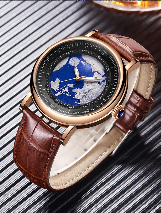 LIGE 2023 Top Luxury Brand Quartz Watch Men Leather Strap Military Watches 30ATM Waterproof Wristwatch Relogio Masculino 2023