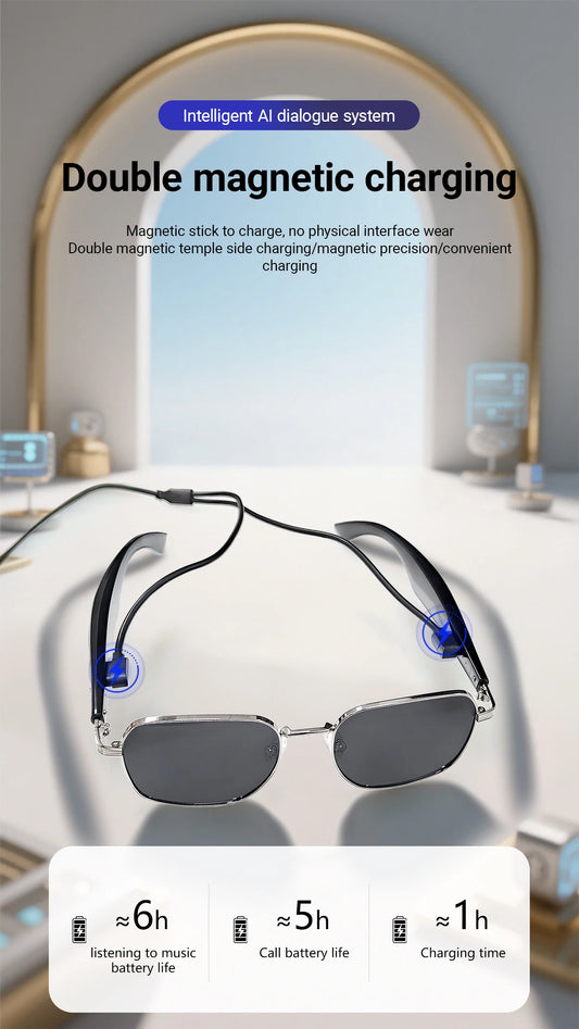 LIGE Smart Glasses Sunglasses with Bluetooth Speaker Wirless 5.4 Athletic Outdoor UV Protection AI translation Camera Glasses
