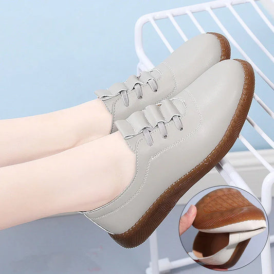 New Women's Shoes Soft Sole Womens Vulcanized Shoes Hollow Outdoor Casual Shoes PU Leather Lightweight Zapatillas De Mujer