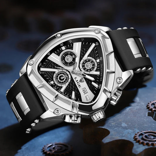 LIGE Waterproof Watches For Men Top Brand Luxury Silicone Quartz Watch Men Military Sports Date Chronograph Relogios Masculino