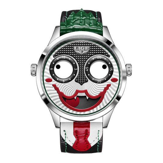 LIGE New Creative Watches For Men Fashion Clown Quartz Wristwatch Top Brand Luxury Cool Joker Waterproof Men Watch Reloj Hombre