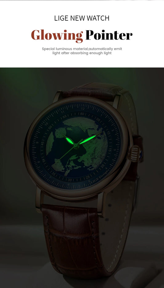 LIGE 2023 Top Luxury Brand Quartz Watch Men Leather Strap Military Watches 30ATM Waterproof Wristwatch Relogio Masculino 2023