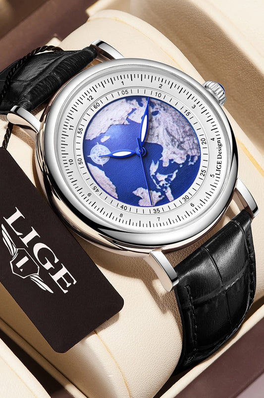 LIGE 2023 Top Luxury Brand Quartz Watch Men Leather Strap Military Watches 30ATM Waterproof Wristwatch Relogio Masculino 2023
