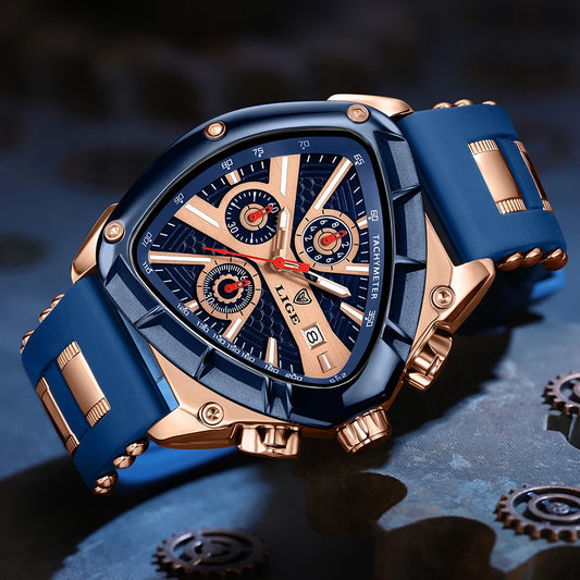 LIGE Waterproof Watches For Men Top Brand Luxury Silicone Quartz Watch Men Military Sports Date Chronograph Relogios Masculino