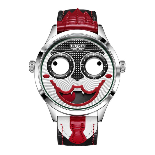 LIGE New Creative Watches For Men Fashion Clown Quartz Wristwatch Top Brand Luxury Cool Joker Waterproof Men Watch Reloj Hombre